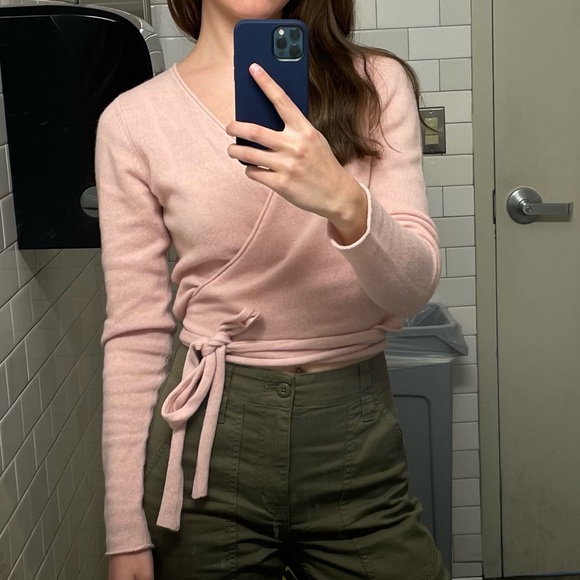 Reformation Sweaters - Reformation Pink Cashmere Wrap Cardigan